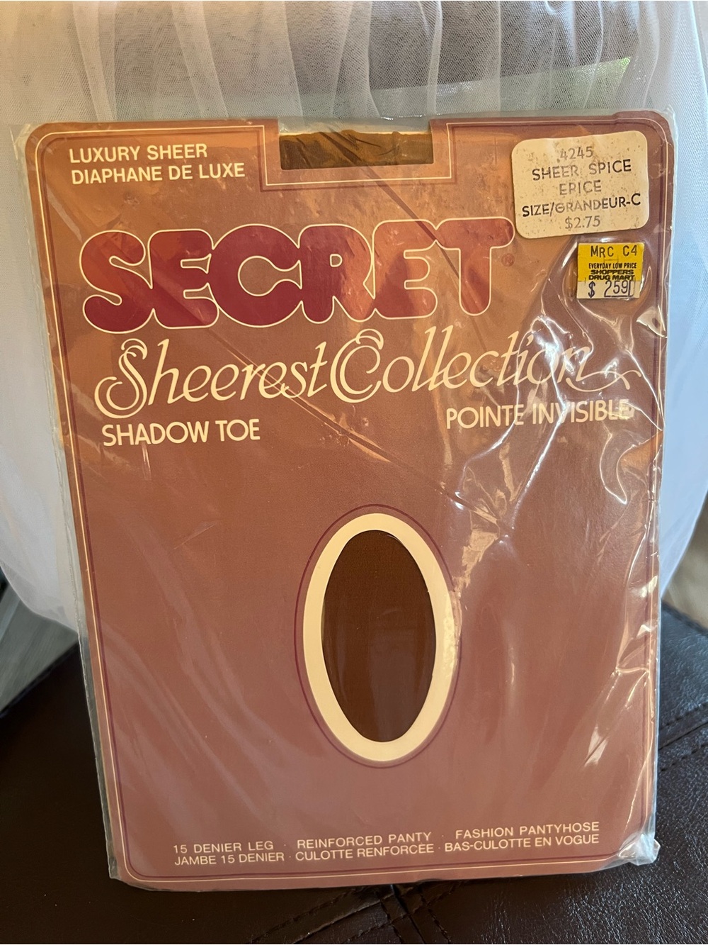 Vintage Secret Sheerest Collection Sheer Spice Pantyhose Size C Shadow Toe 15D